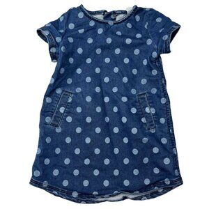 Tucker Tate Denim Dress Girls Blue Polka Dot Short Sleeve Size 24M
